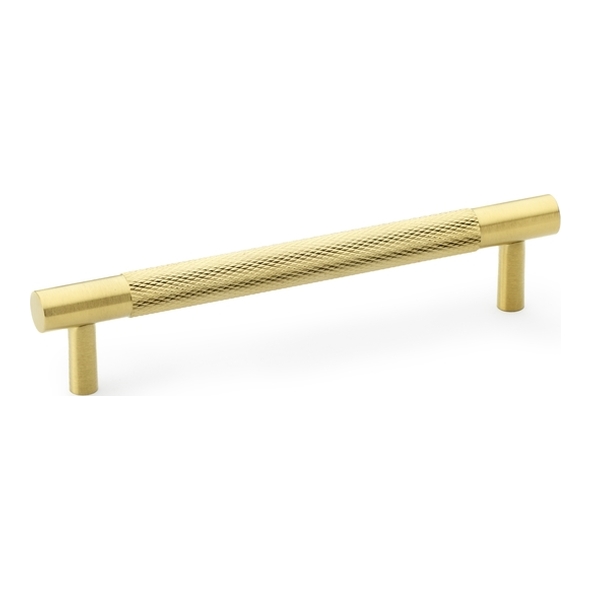 AW810-128-SBPVD • 128mm c/c • Satin Brass • Alexander & Wilks Brunel Knurled T-Bar Cupboard Handle